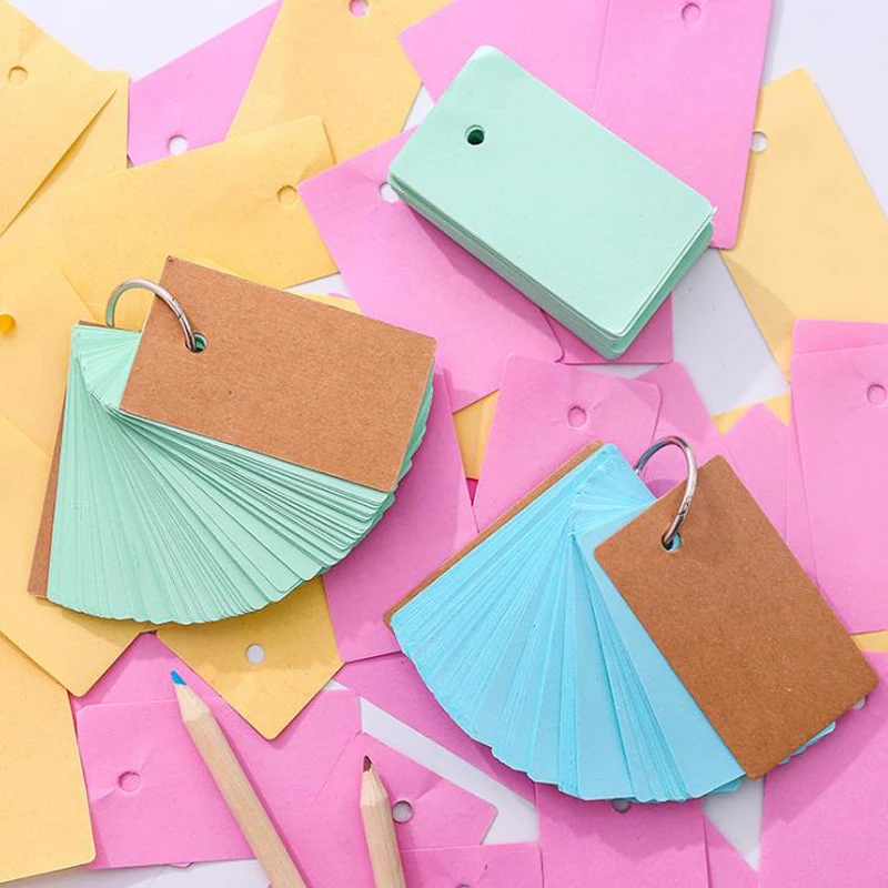 

1 Pcs Cute Macaroon Color Page Blank Kraft Paper Notebooks Notepad Word Study Card Portable Memo Pad Loose Leaf Notes Stationery