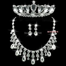 Из трех частей торжественное платье Аксессуары свадебные украшения тиара Корона ожерелье серьги корейский