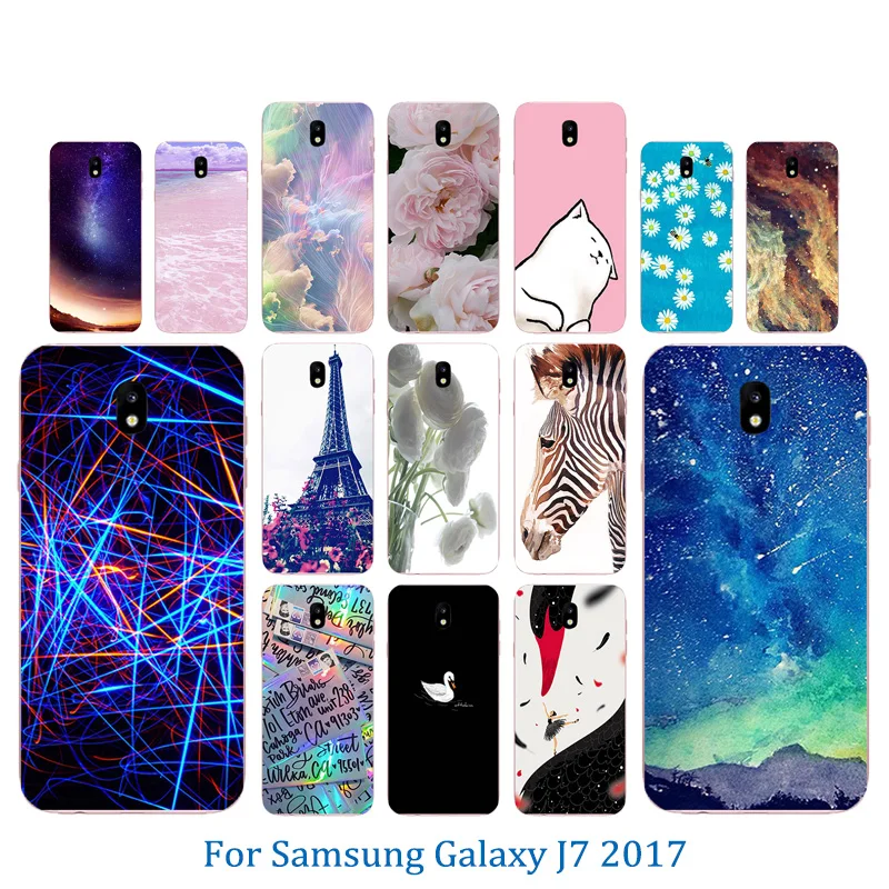 For Galaxy J7 2017 Phone Cases Soft TPU Back Cover Pinky Pattern Bag for EU J730 J730F/DS SM-J730FM Full Protection Funda |