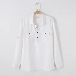 Весна и осень в итальянском стиле льняная рубашка Мужская модный бренд белая рубашка мужские Длинные рукава Повседневные однотонные