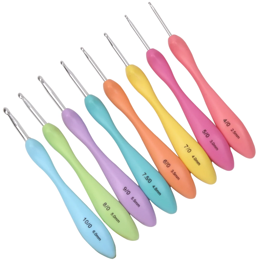 8pcs/ lot Multi Coloured Aluminum Crochet Hooks Knitting Needles Set