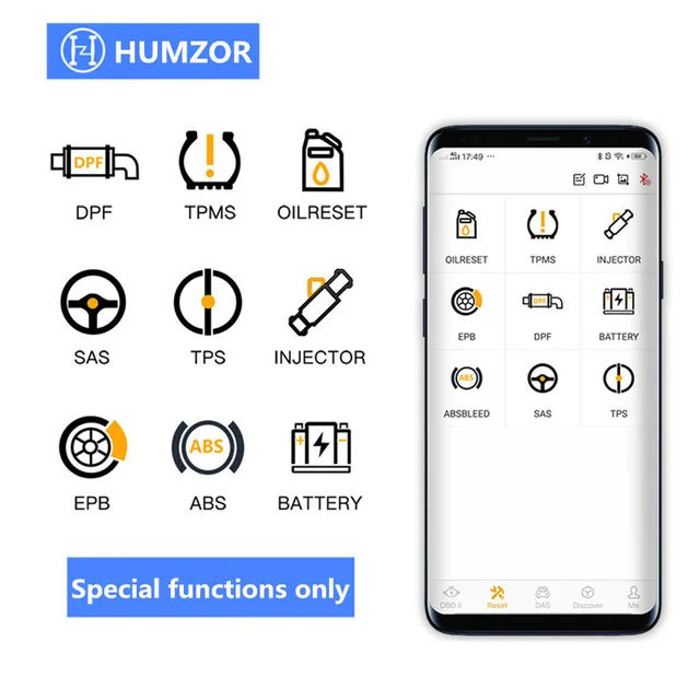 Большая распродажа HUMZOR NexzDAS Lite полная система диагностический инструмент+ сброс масла+ TMPS+ EPB+ ABS+ SAS+ DPF для Android - Цвет: Зеленый