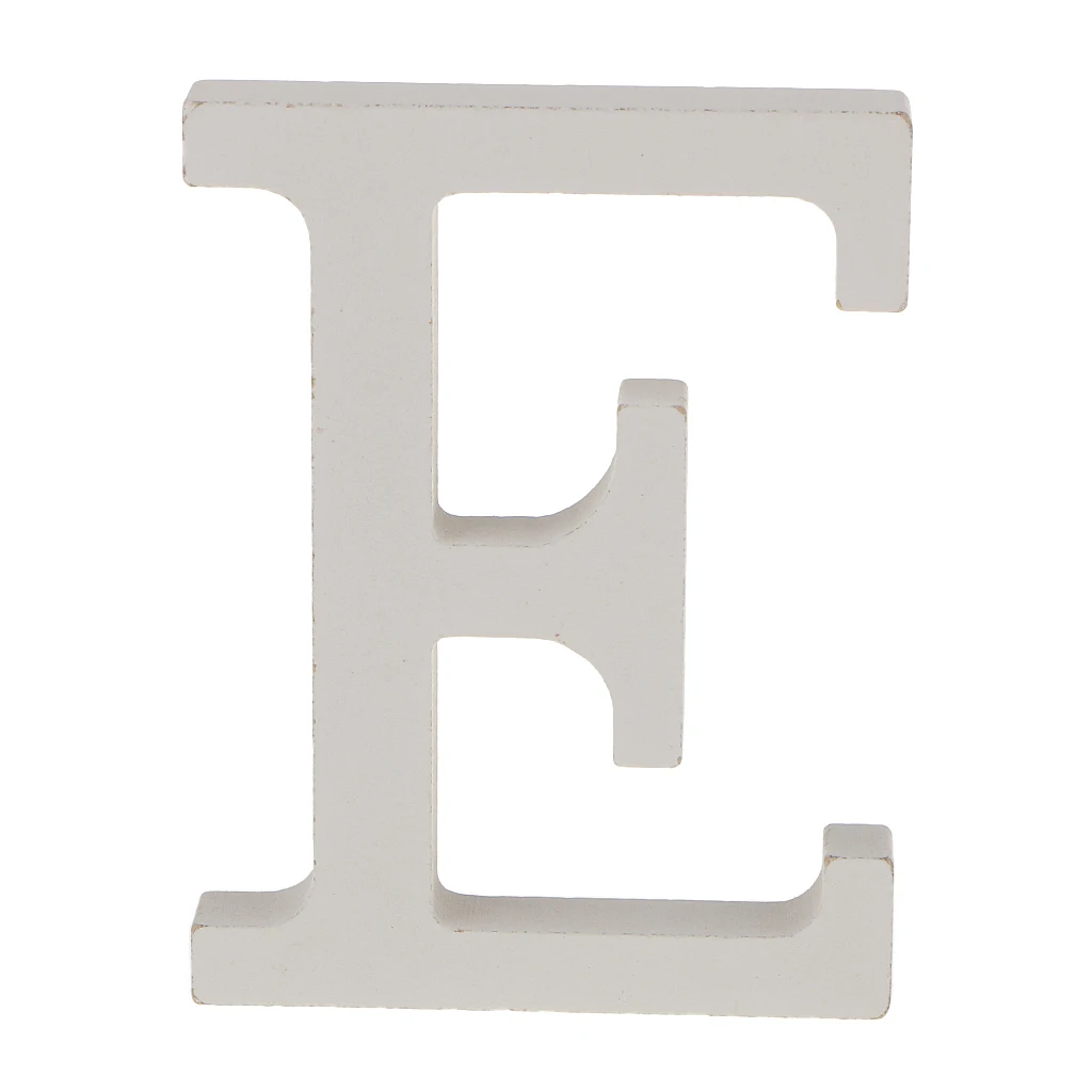 Wooden ''E'' Alphabet Letter Wall Hanging Nursery Wedding Party Home Shop Office Decorations Photo Shoot Props White