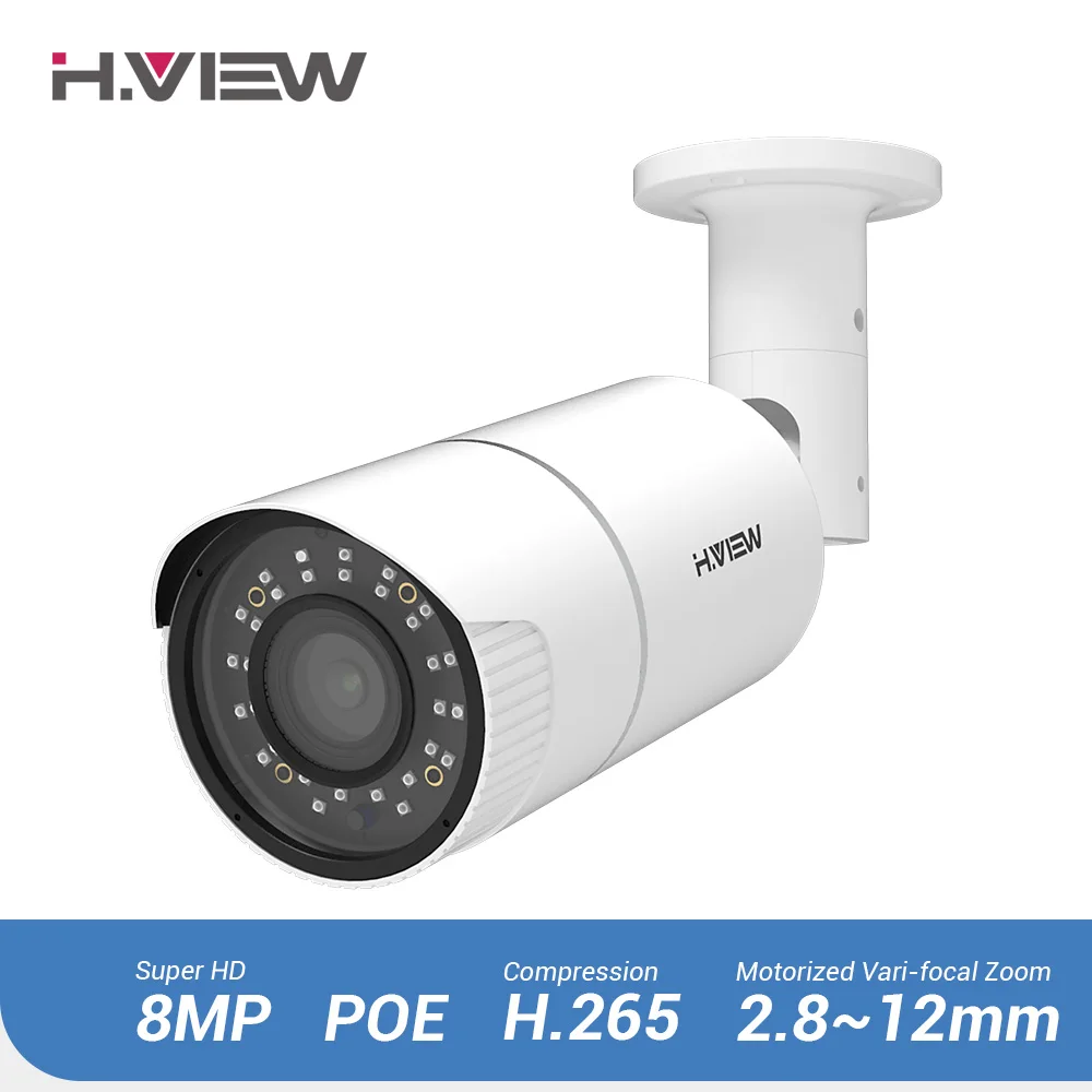 

H.VIEW 8.0MP Dummy CCTV Camera 4X Optical Zoom Auto Focus Weatherproof IP67 Onvif NAS IP Cameras PoE IP Camera
