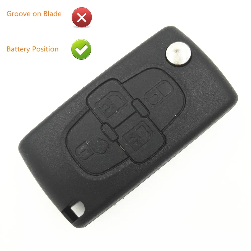 4 Buttons Replacement Flip Key Shell Blank With Groove on Blade No
