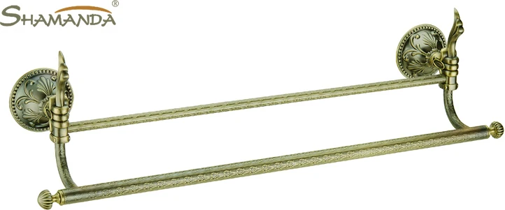 

Free shipping-European style Luxurious Antique Bronze Double Towel Bar,towel shelf rack rail-Bathroom Accessories-66009B