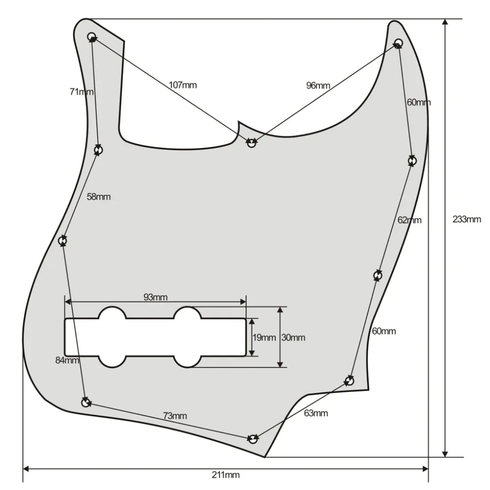 FLEOR Jazz JB Bass Pickguard бас-гитара с царапинами 10 отверстий и винты для стандартных 4 струн Американский FD бас запчасти серый жемчуг