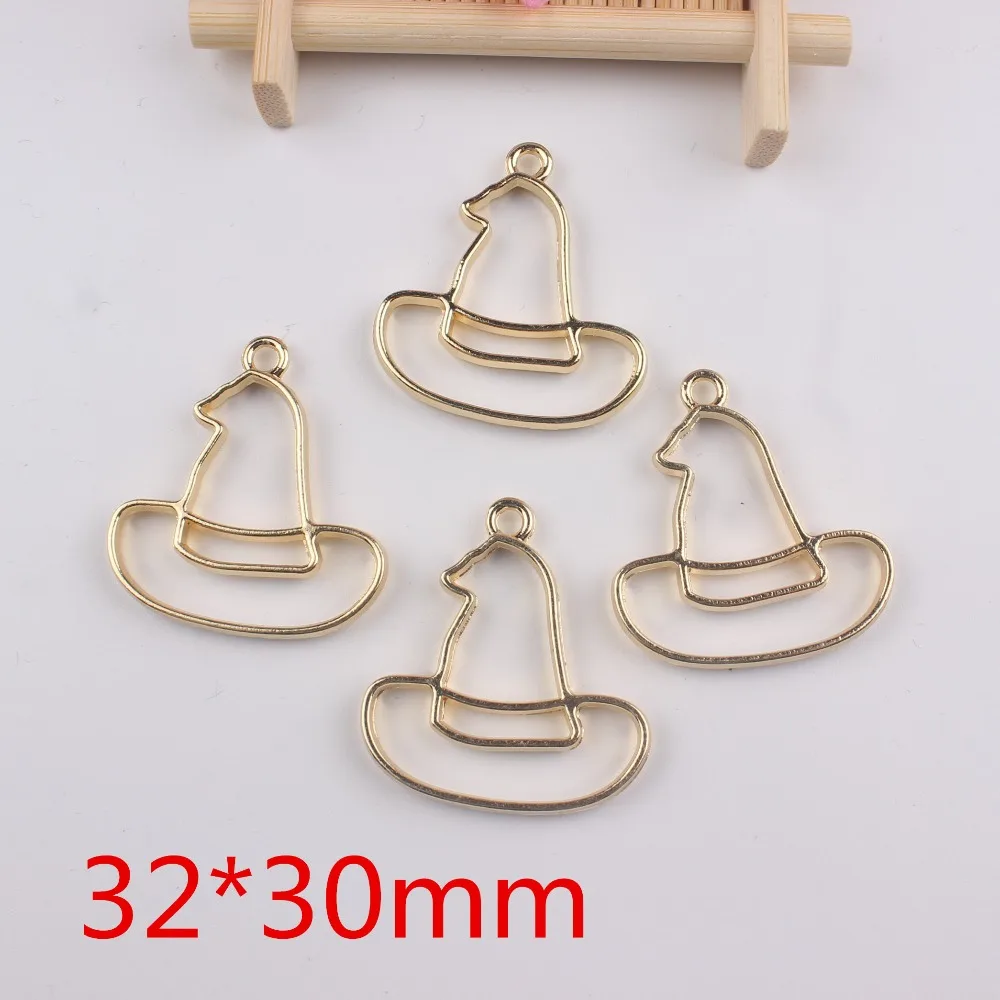 

5pcs/lot Halloween hat shaped DIY metal frame hollow shape glue blank oil drip