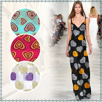 

French net lace Fabric Embroidered Cotton Tulle Fabric double color Heart shaped flower mesh tulle fabric for dress c180815