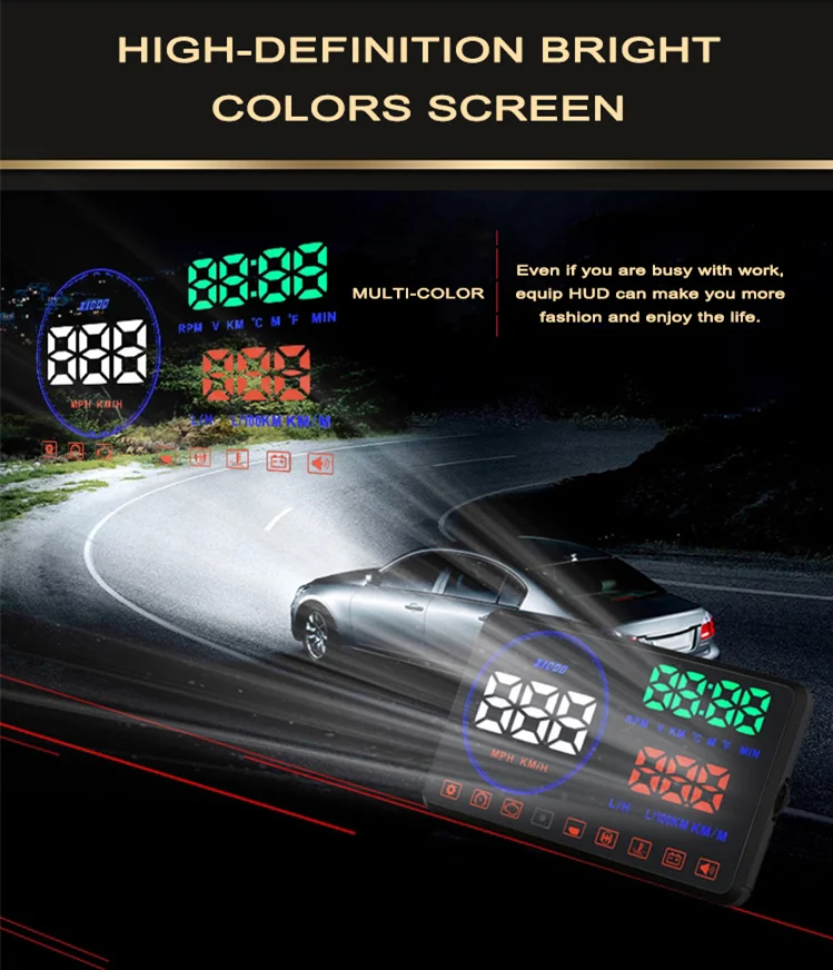 

2017 High Quality Car HUD Head Up Display Speeding Voltage Warning Windshield Projector System Mini OBD Interface Plug & Play