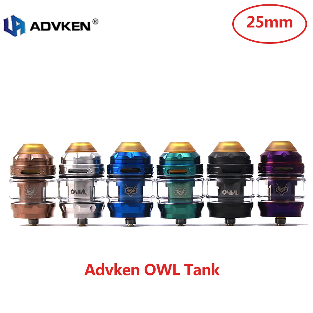 

Orginal E Cigarette Advken OWL Sub Ohm Tank 3ml/4ml & 25mm Tank with 0.16ohm/0.2ohm Mesh Coil Sub Ohm Vape Atomizer