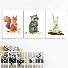 Squirrel Raccoon Rabbit Cartoon Animal Wall Art Canvas Painting Nordic Poster And Prints Wall Pictures Baby Kids Room Home Decor Squirrel Raccoon Rabbit Cartoon Animal Wall Art Canvas Painting Nordic Poster And Prints Wall Pictures Baby Kids Room Home Decor
