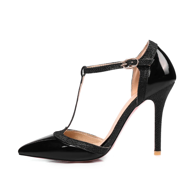 KARINLUNA/ г. Женская обувь высокого качества, большой размер 31-47 пикантные офисные свадебные туфли-лодочки на высоком тонком каблуке с ремешком и пряжкой женская обувь