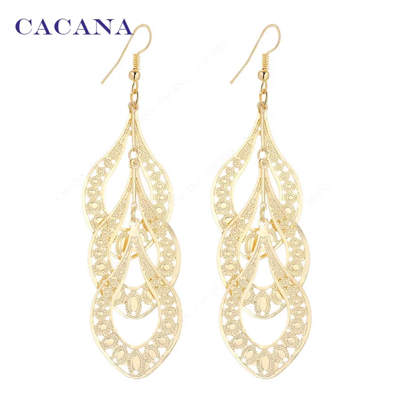 CACANA Dangle Long Earrings For Women Graceful Leaves Bijouterie Hot Sale No.A481 A482
