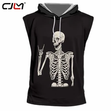 CJLM мода маска человек топ с капюшоном 3D Череп Скелет Забавный уличная Мужская футболка ужас Хэллоуин негабаритных