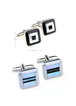 

10pairs/lot Silver Square Cufflinks Sea Shell Strip Cuff Links Retro Style Shirt Cuff Links Men's Jewelry Business Gift