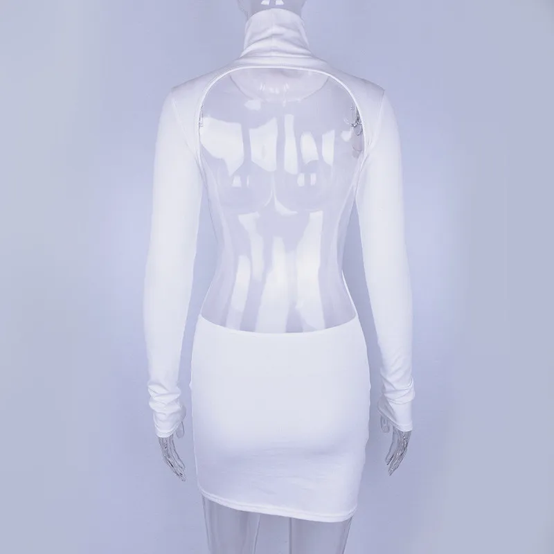 high neck backless wrap dress12