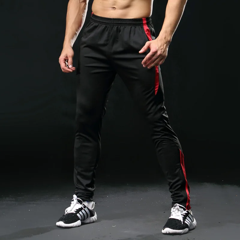 BINTUOSHI быстросохнущие Мужские штаны для бега, удобные тренировочные брюки, спортивная одежда, длинные штаны, леггинсы для фитнеса, штаны для спортзала - Цвет: Красный