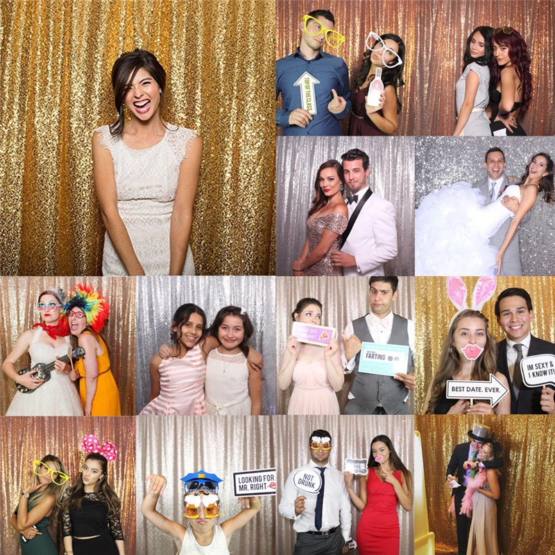 

4FTX6FT Sequin Curtain Wedding Backdrop Photo Booth Party Photography Background Silver sequins background cloth
