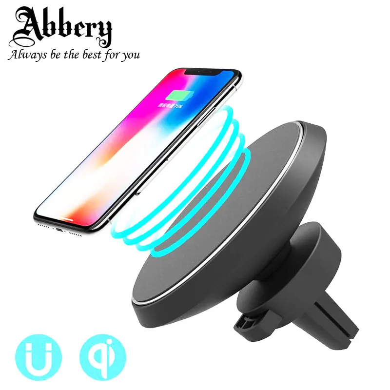 

Abbery Qi Magnetic Wireless Car Charger Air Vent Mount Phone Holder Stand Cradle for iPhone 8 X for Samsung Galaxy S8 S9 Note 8