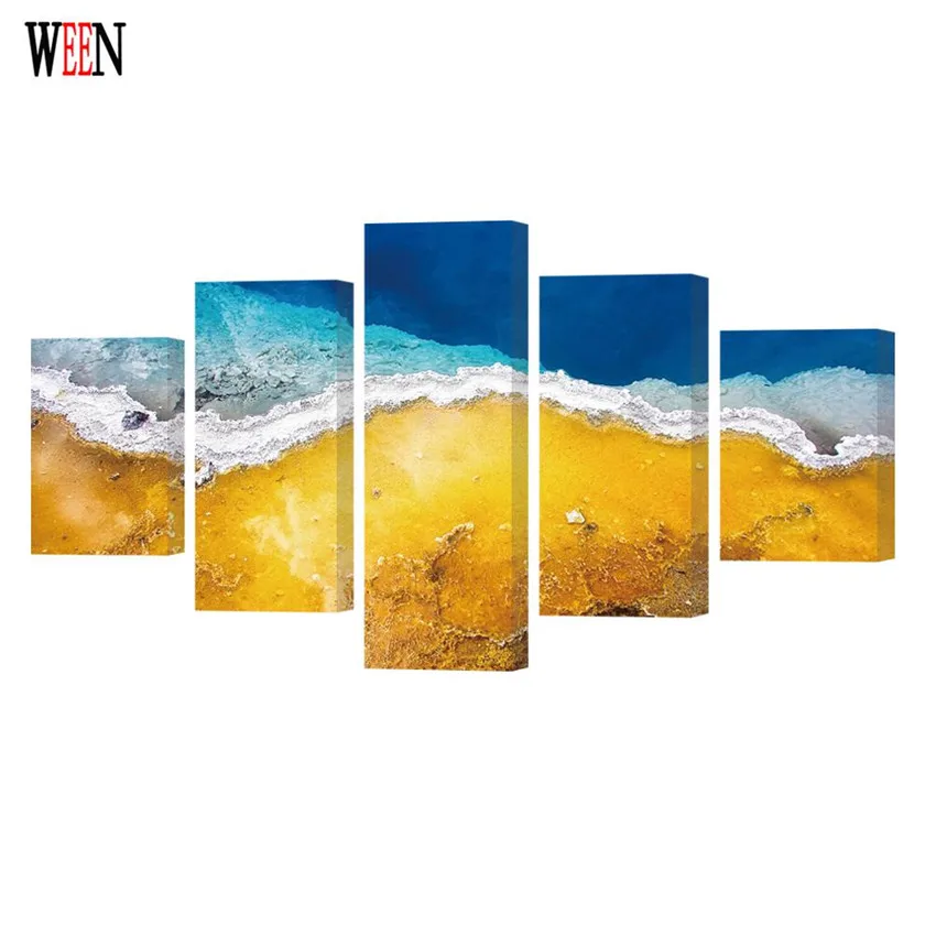 

WEEN Framed 5 Piece Sea Wall Pictures Directly Handed HD Printed Landscape Painting Living Room Large Cuadros Decoracion Arts