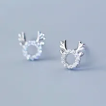 Серьги-гвоздики с асимметричным оленем из стерлингового серебра 925 пробы для женщин, модный Рождественский подарок для девочек, Стерлинговое Серебро пробы, ювелирные изделия