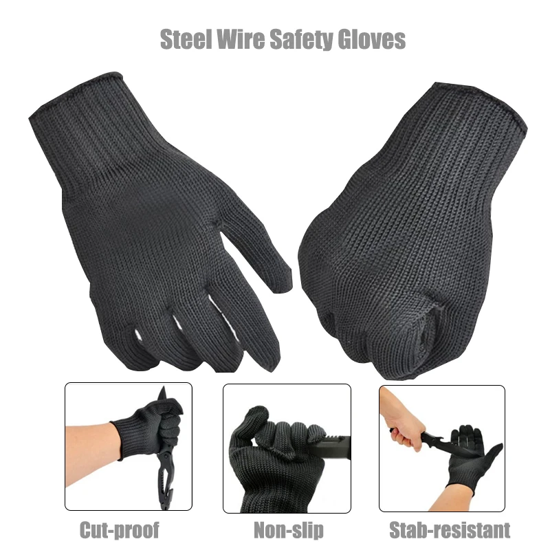 

1Pair Cut-Resistant Safety Gloves Level 5 Anti Cut Proof Metal Mesh Butcher Anti-cutting Industrial Working Protective Gloves