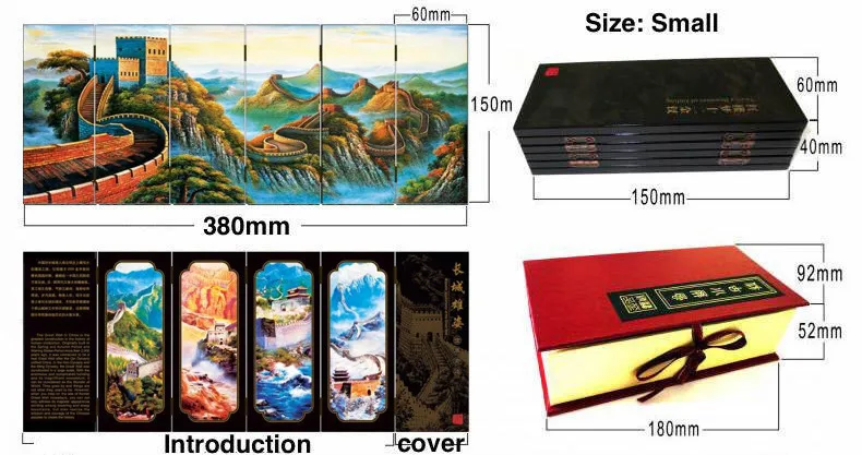 Мини складные перегородки 6 соединенных панелей декоративная покраска дерева Byobu Great Wall Китай декоративный пейзаж 5 узор