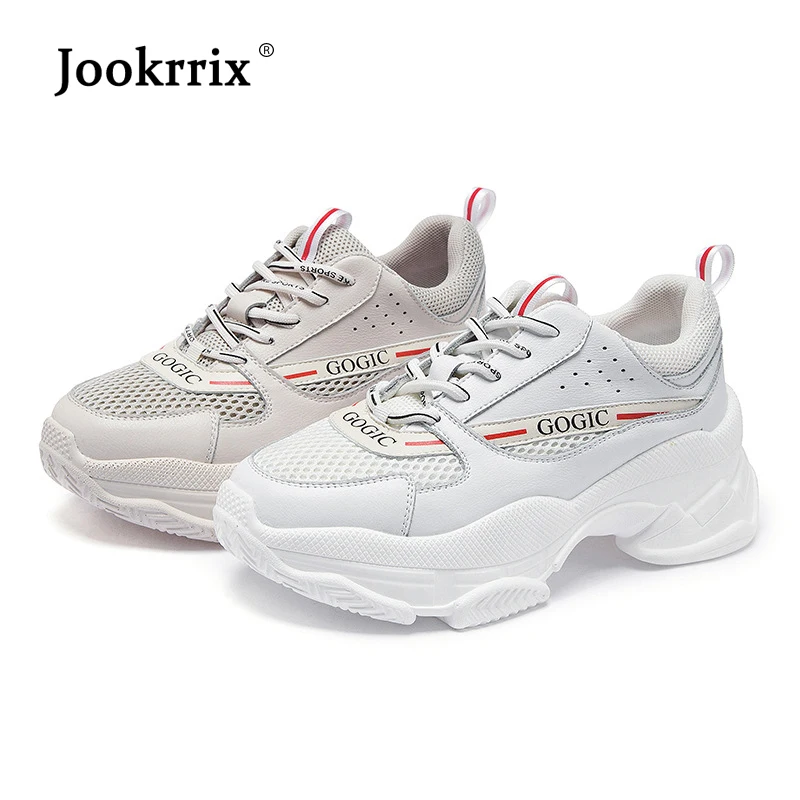 

Jookrrix Casual White Shoes Women Fashion Brand Sneakers Platform zapatillas mujer New chaussures femme Increased Shoes Beige