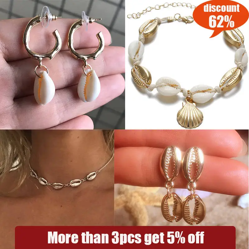 

2019 New Sea Shell Earrings For Women Gold Color Round Geometric Drop Pearl Shell Earrings Summer Beach Ladies Fashion Jewelry