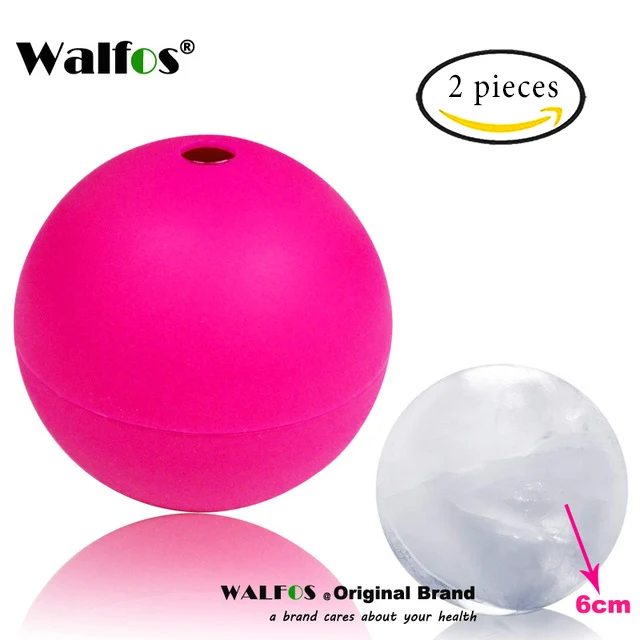 WALFOS 2 шт. пищевой большой шарик льда для виски 6 см Круглый виски силиконовый ледяной шар плесень большая сфера ледяной шар для виски производитель - Цвет: Розовый