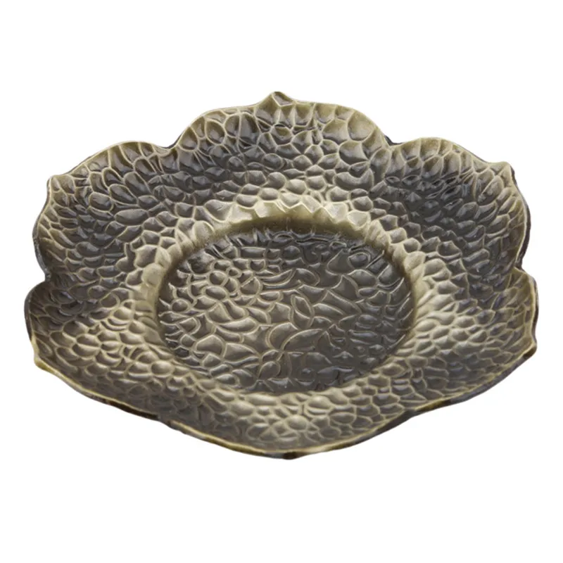 

Popular Mini Alloy Teacup Tray Lotus Outlook Teacup Mat Coffee Cup Stand Vintage Style Coaster Chinese Teaware