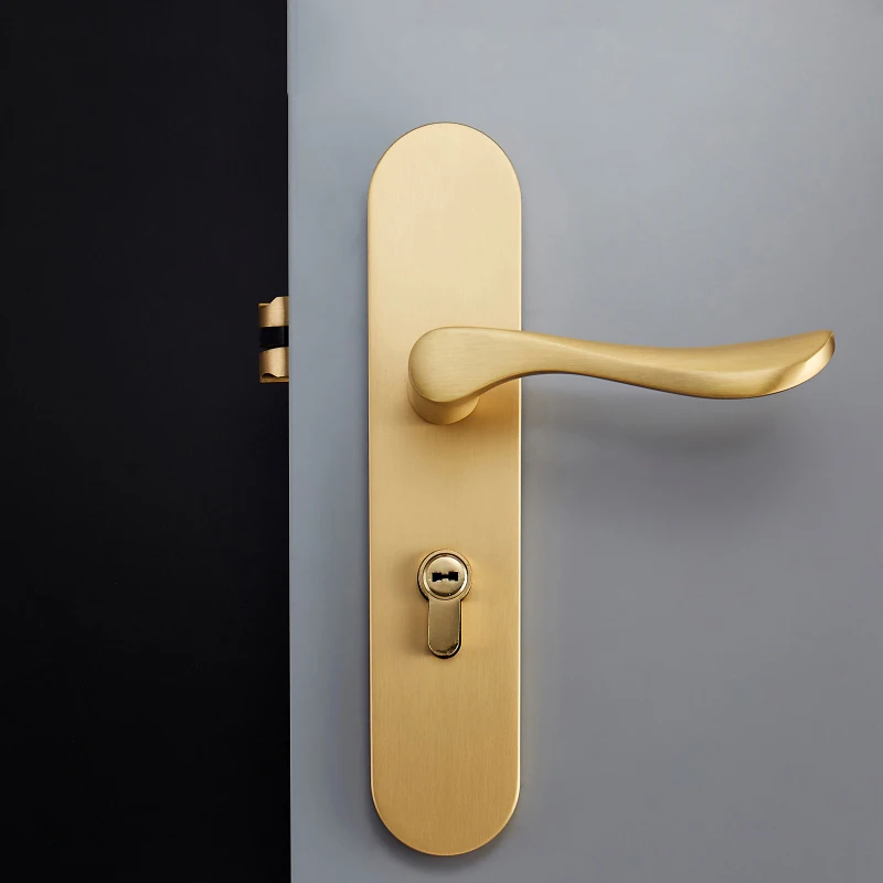  1Set Rural Style Brass Door Lock Comfortable Handle Golden/Black Interior Door Locks Anti-theft Roo - 33046914920