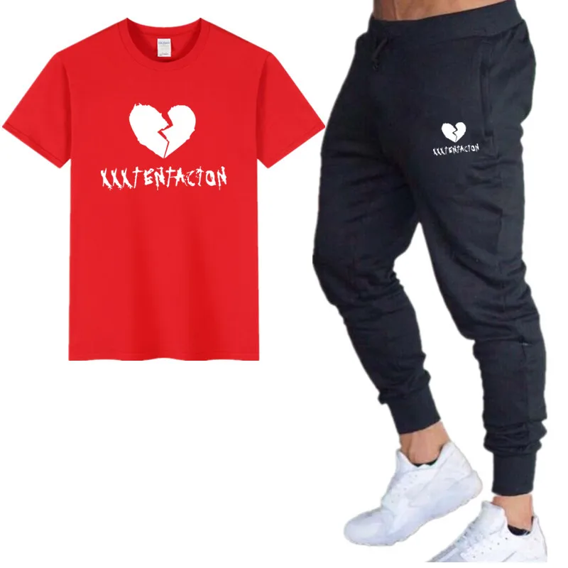 Men's multi-functional fitness T-shirt suit 3D printing men's trousers suit, slim sports trousers + sports T-shirt XL Men's multi-functional fitness T-shirt suit 3D printing men's trousers suit, slim sports trousers + sports T-shirt XL