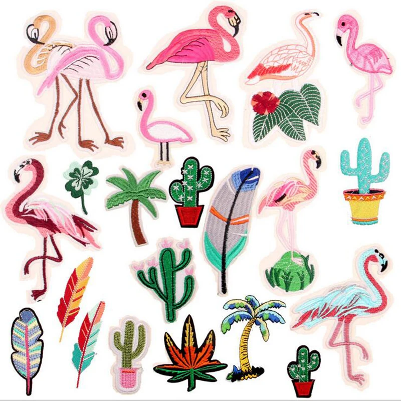 

Red Flamingo Applique Embroidery Patch For Clothing Clothes Sew-On Iron-On Sewing Sticker Clothes Decoration 4 pcs/lot