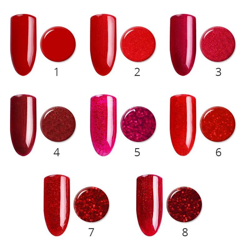 BORN PRETTY Red Sparkle лак для ногтей с блестками Блестящий отмачиваемый маникюр УФ гель 10