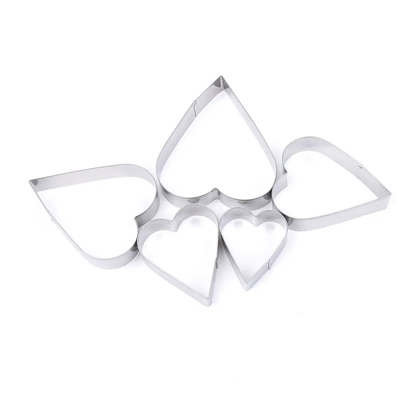 

5Pcs/Set Cute Heart Shaped Wedding Frame Metal Cookie Cutters Biscuits Stainless Steel Tools Kitchen Baking Mould