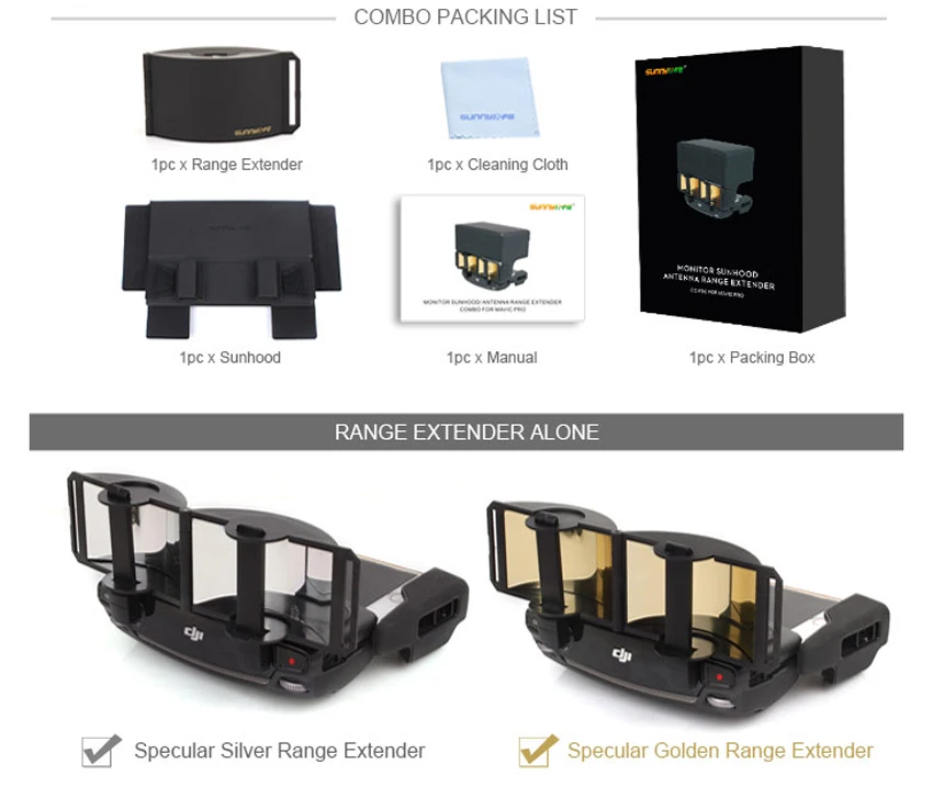 Антенна Range Extender+ пульт дистанционного управления Sunhood Зонт одновременных Применение для DJI Мавик PRO и SPARK MAVIC 2