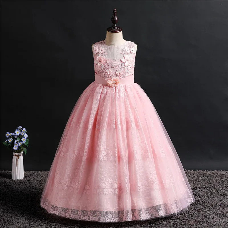 Кружевное платье принцессы для выступлений на фортепиано; вечерние платья с цветами на свадьбу; костюм для девочек-подростков; платье для девочек на день рождения и выпускной; BH-831 - Цвет: pink