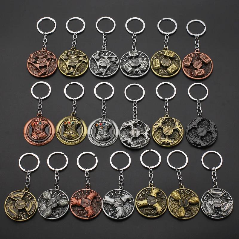 

2019Marvel The Avengers Alliance Thor Hammer Rotatable Keychain Letter Shield Key Chain for Movie Fans Car Chaveiro Jewelry Gift