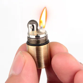 

Mini Gasoline Lighter Inflated Keychain Oil Lighter Grinding Wheel Lighter Key Chain Capsule Compact Kerosene Lighter Pocket