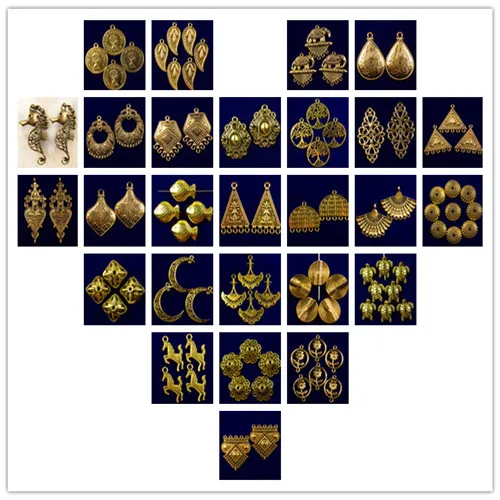 

5pcs New Carved Tibet gold mixed shape Pendant bead Trendy Jewelry Women Accessories