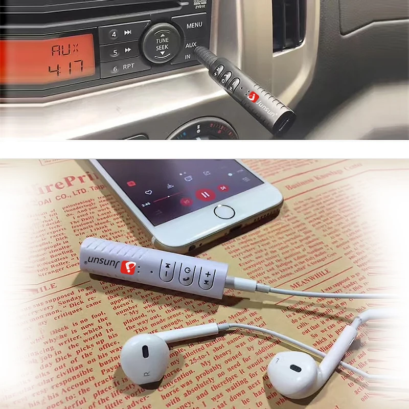 Junsun Универсальный 3 5 мм jack Bluetooth Car Kit громкой музыки авто AUX комплект для Динамик