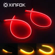 Luzes de freio flexíveis dc 12v, luzes de freio de seta de fluxo, vermelho, azul, amarelo, universal, à prova d' água, drl, diurno luzes de corrida