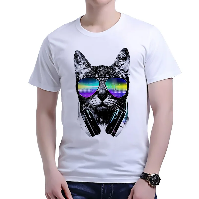 

2019 Summer Men's T Shirt Casual Tops Tees Man's T-Shirts 3D Printings Cute Cat Pattern Streetwear Tshirt Homme