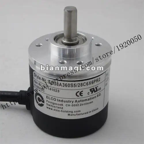 

EB38A360S5 / 28C6X6PR2 Elco ELCO rotary encoder 360 lines 38mm outer diameter