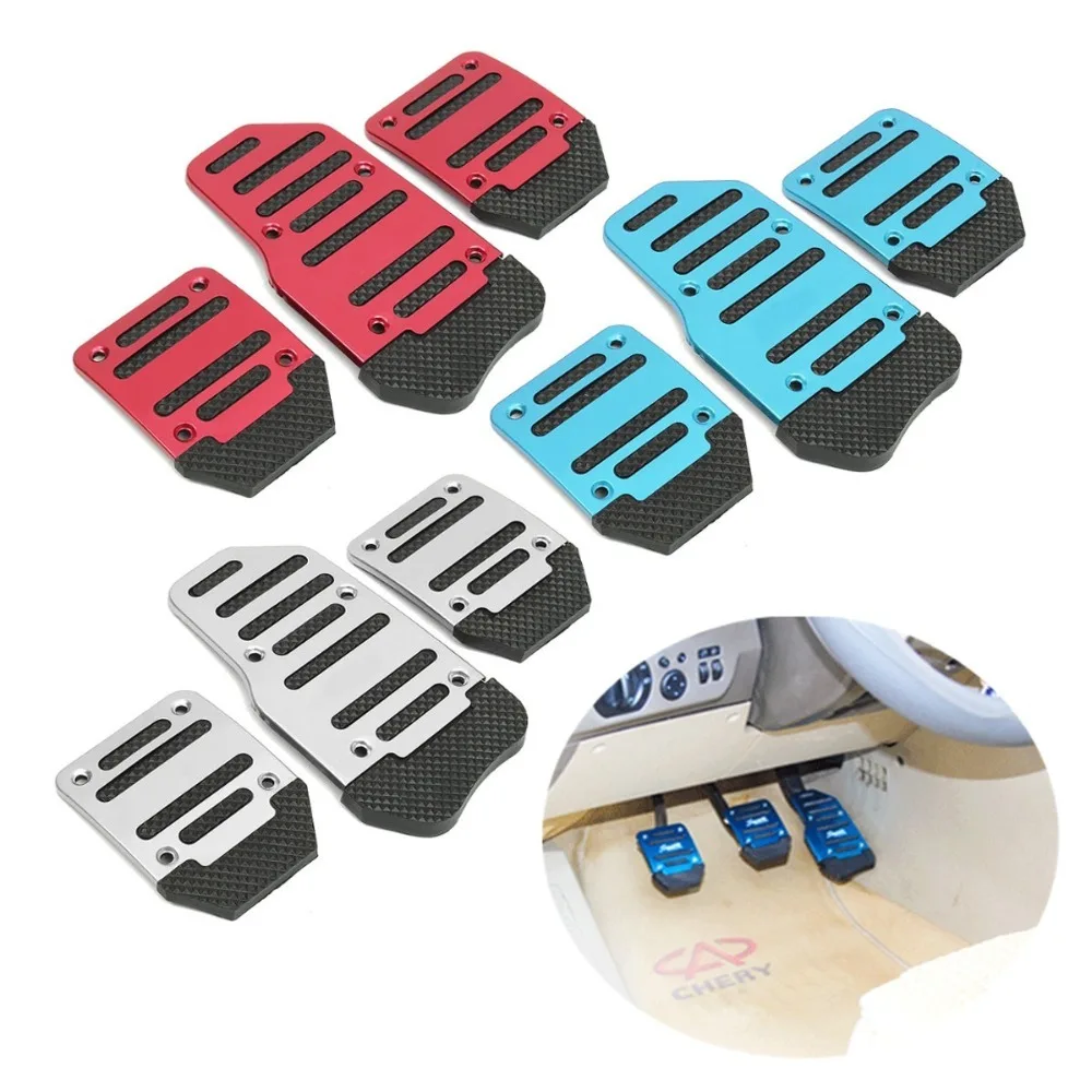 

New Universal Anti-skid Pedal Car Pedals Cover Set Kit Universal Aluminum Manual Transmission Red/Blue/Silver Car Styling