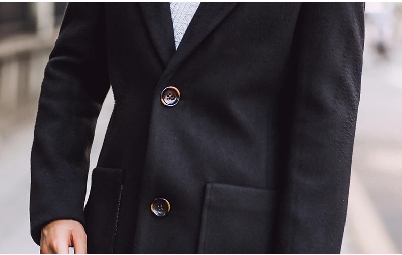 Новое поступление 2017 года Стиль мужчин шерстяное пальто Модные Повседневные Сельма Твердые однобортный мужской длинные Шерстяной Тренч