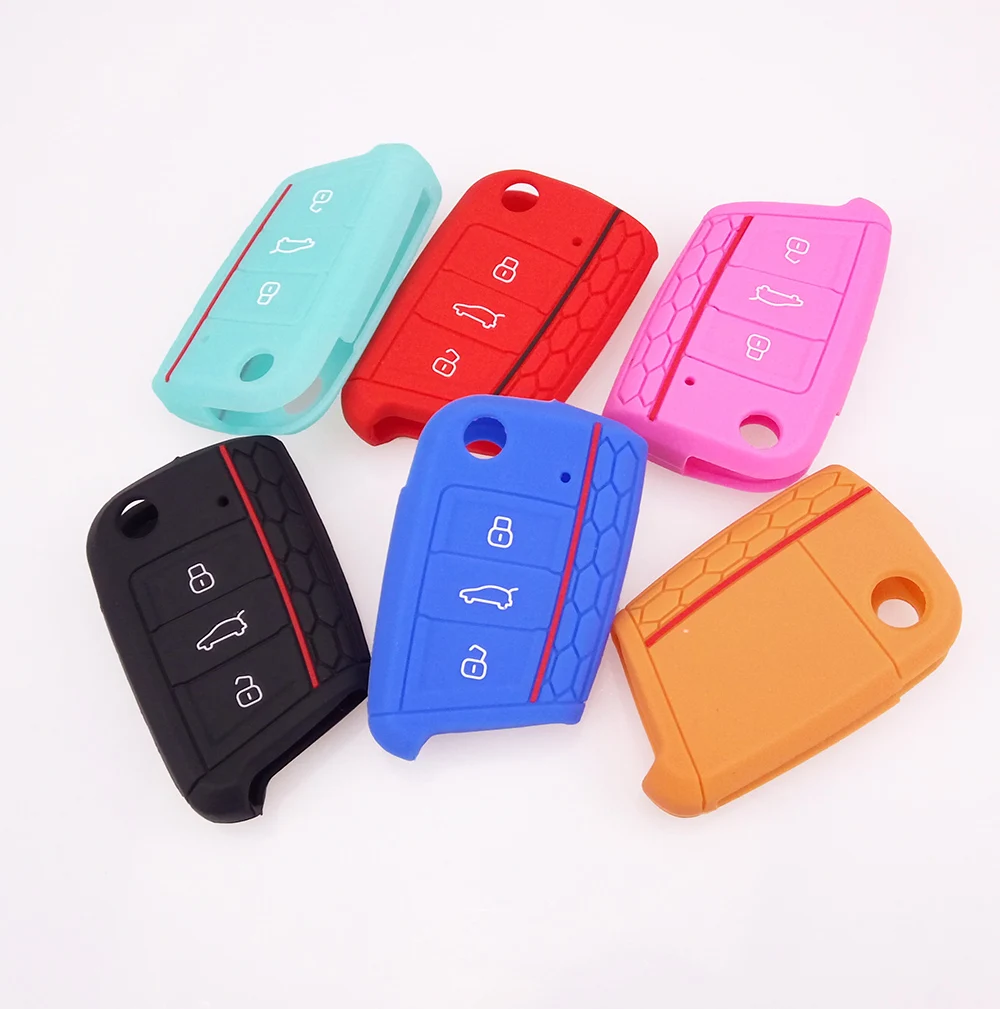 Подходит для VW Golf 7 Mk7 Skoda Seat 2014 2015 2016 3 кнопки флип ключ силиконовый чехол Fob корпус