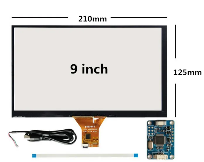 

9 inch 210mm*125mm Raspberry Pi tablet PC navigation Capacitive Touch Digitizer Touch screen panel Glass USB Driver board